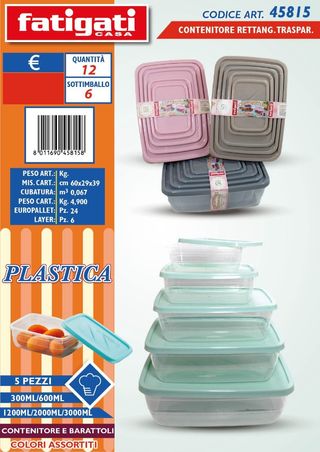 Set di 5 contenitori con coperchio