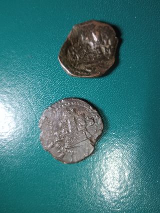 Monedas antiguas de Felipe ll y Felipe IV Reutiliz