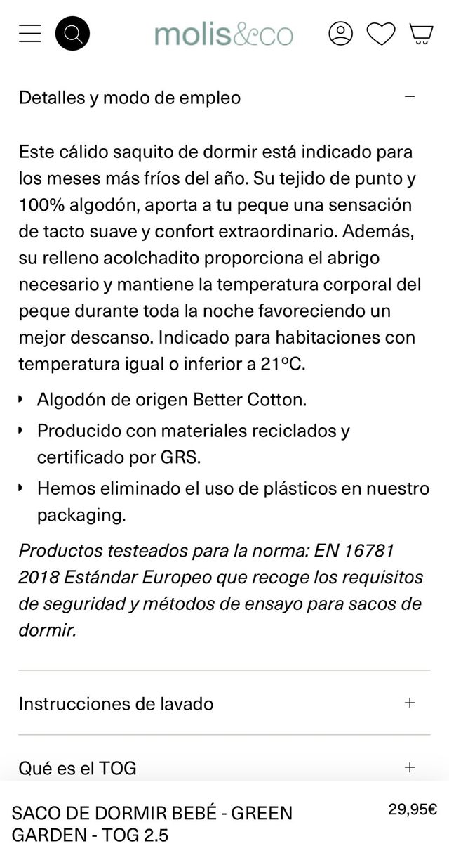 Saco bebé Molis and co