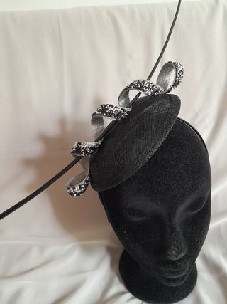 Tocado gris-negro boda, fiesta, evento