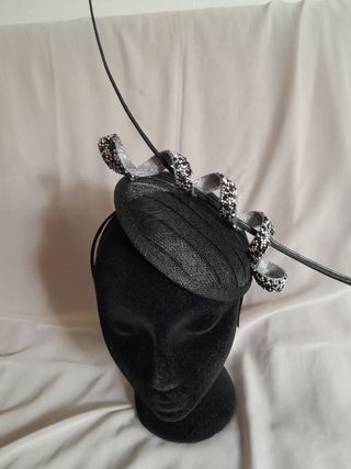 Tocado gris-negro boda, fiesta, evento