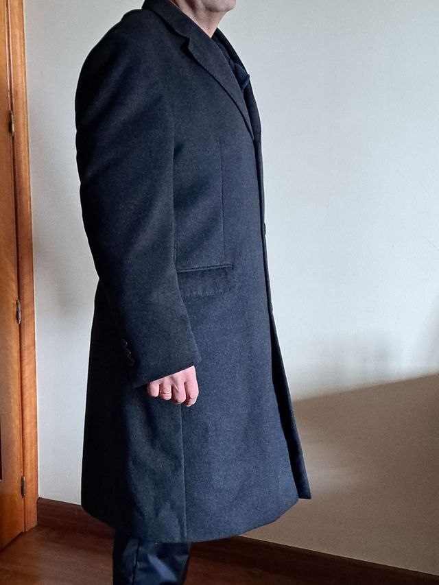 Cappotto lungo in cashmere grigio scuro