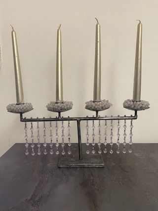 Candelabro quattro fuochi acciaio con pietre