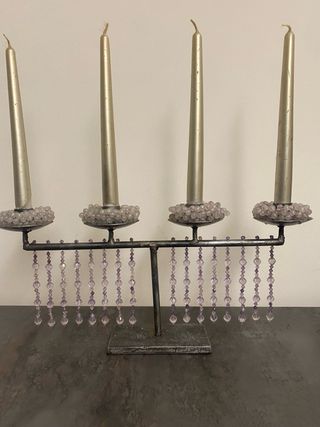 Candelabro quattro fuochi acciaio con pietre