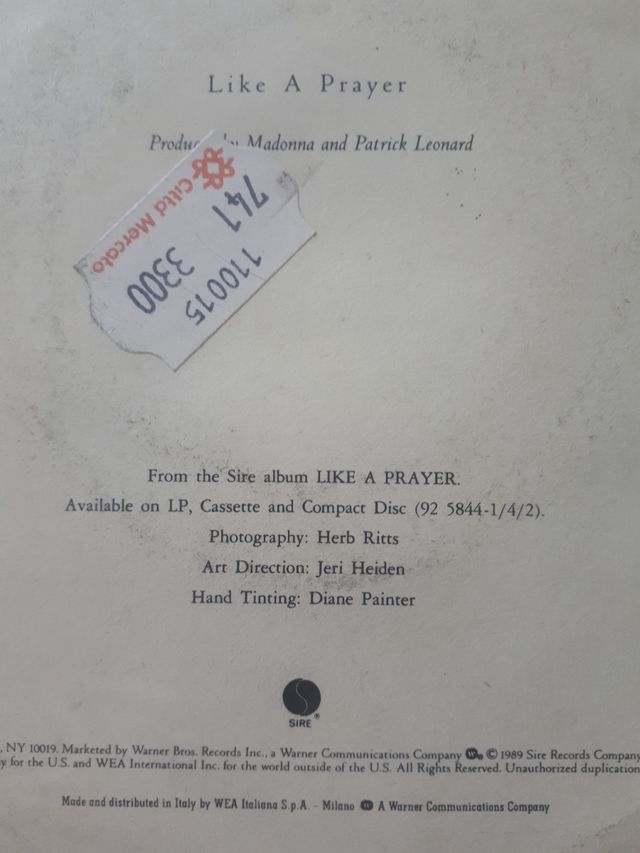 Madonna vinile 45" LIKE A PRAYER