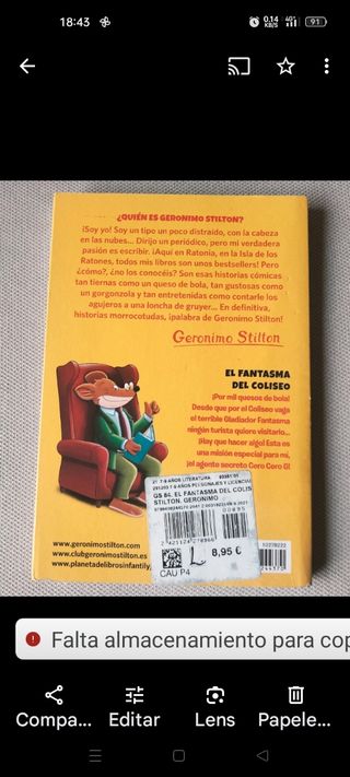 Cuento GERÓNIMO STILTON Y EL FANTASMA DEL COLLOSEO