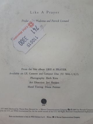 Madonna vinili 45" LIVE TO TELL e LIKE A PRAYER