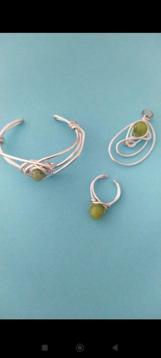 Conjunto bisutería anillo colgante y pul