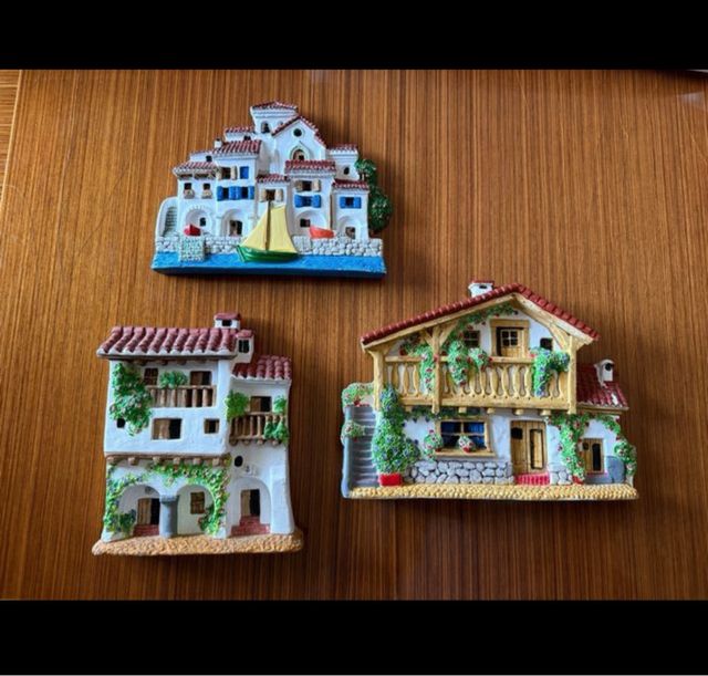 Pack de 3 fachadas de casas artesanales de barro