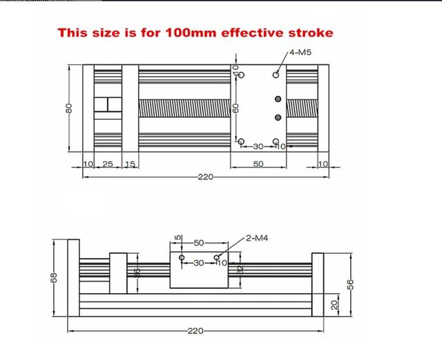 MODULO LINEAL IMPRESORA 3D CARRERA50 100 150 200mm