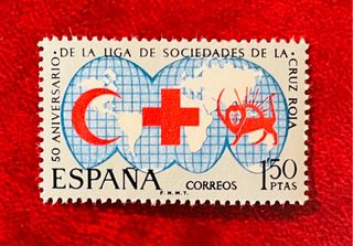 Bonito Sello 50 Anviersario Liga Cruz Roja 1969