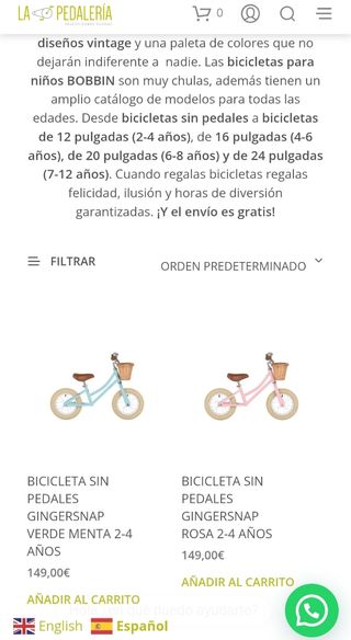Bicicleta sin pedales BOBBIN