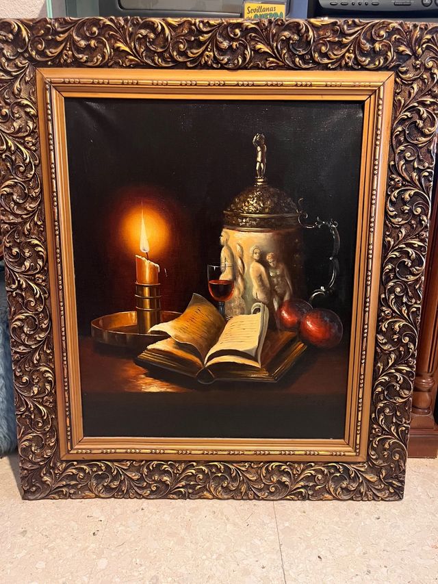 Cuadro pintura óleo bodegón obra de arte
