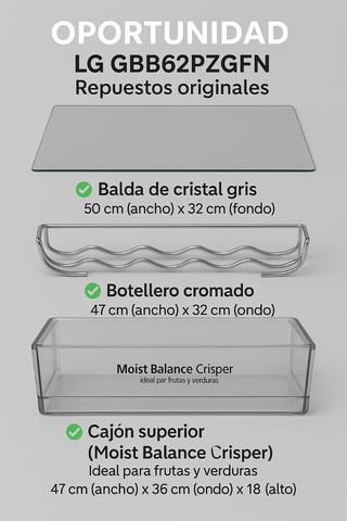 OPORTUNIDAD - Repuestos nevera LG GBB62PZGFN