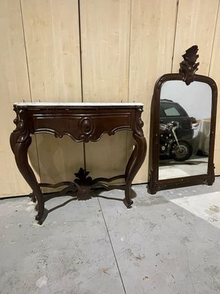 Cajonera marmol con espejo isabelinos