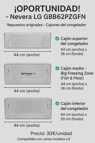 OPORTUNIDAD - Nevera LG GBB62PZG