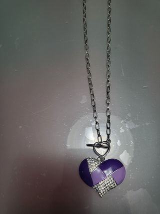 Collana cuore viola lilla con brillantini 