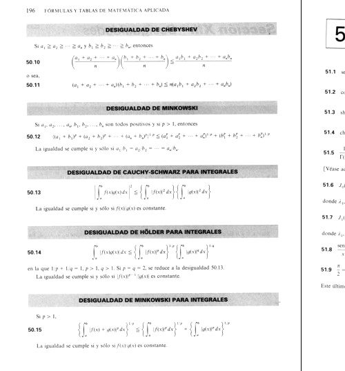 MATEMATICAS APLICADAS. FORMULAS Y TABLAS.