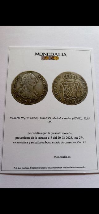 4 reales 1782/0 MADRID Carlos III