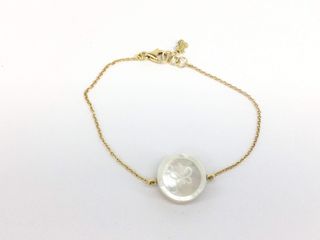 pulsera oro 18k con piedra con circonita,nacar