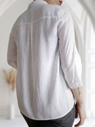 Blusa blanca vintage semitransparente, Talla S