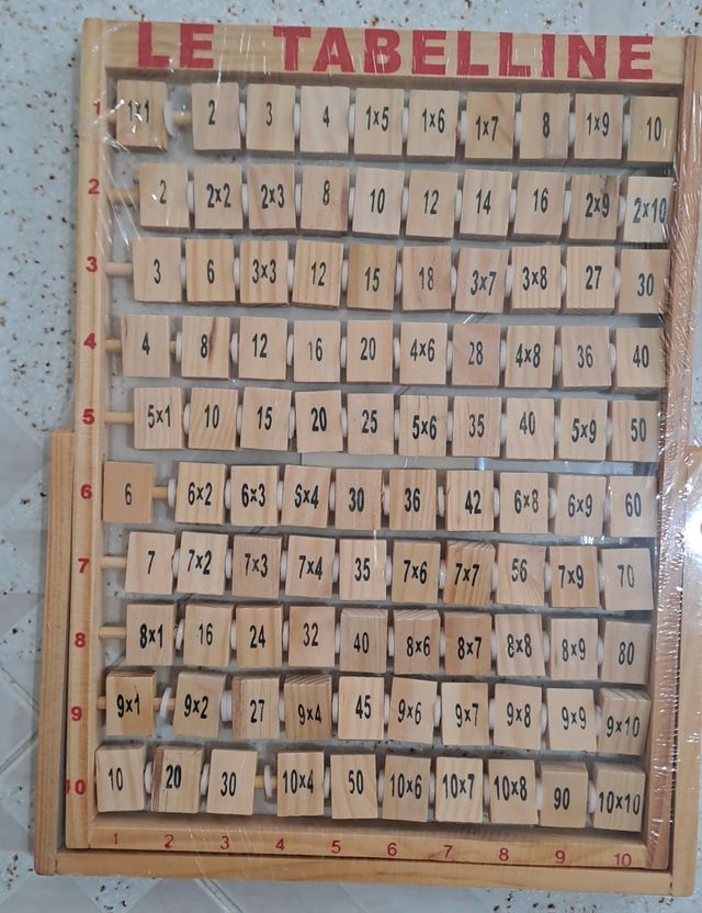 Gioco in legno per imparare le tabelline