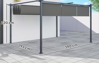 Pérgola 4x3m gris techo retráctil NUEVA