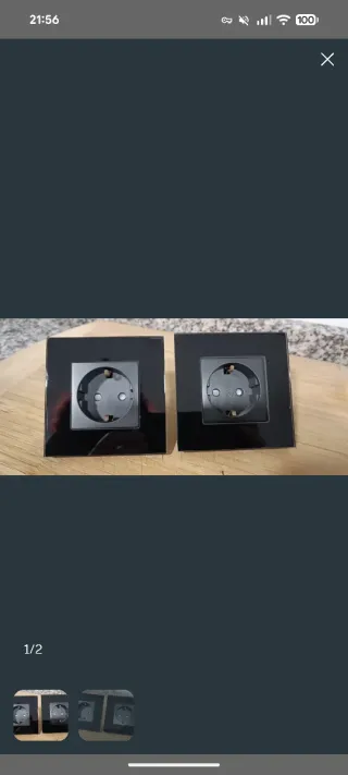 Interruptor doble  táctil + dos enchufes