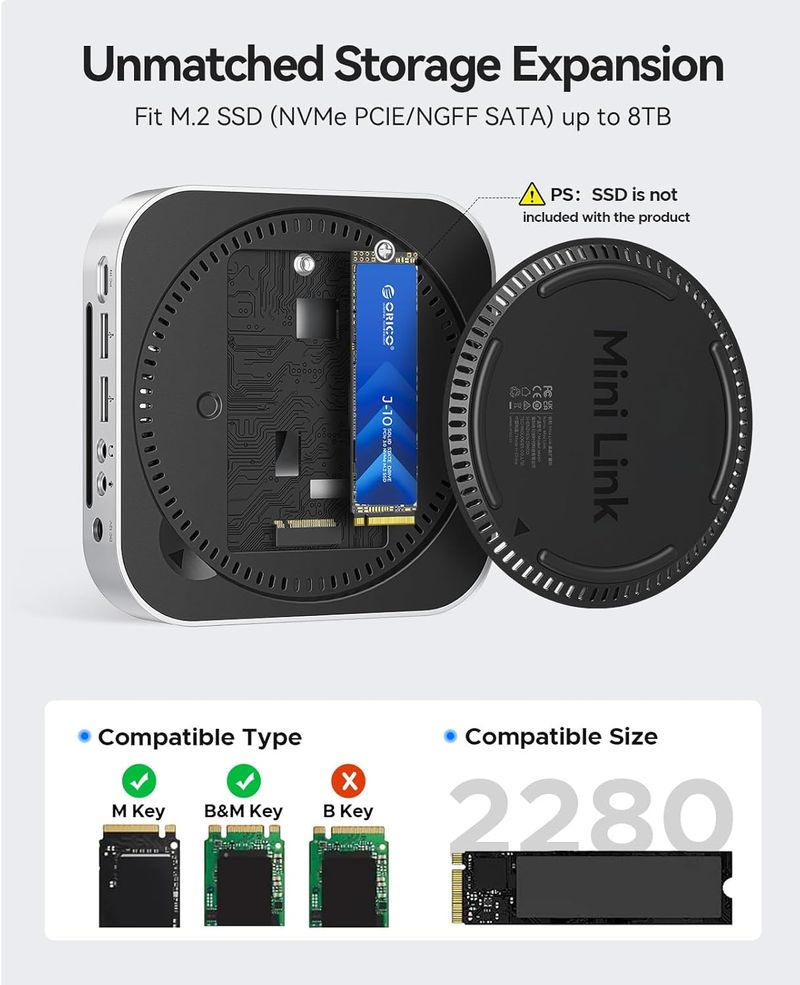 9 EN 1.HUB MAC MINI M4 CARCASA SSD M.2.ORICO M49P afbeelding 3