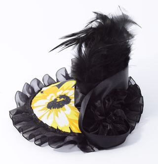 Tocado Joya Artesanal Diseño Único Negro  Amarillo