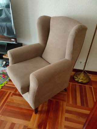 Butaca orejera / Sillon beige / marron claro Banak