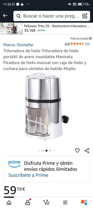 Trituradora de hielo Manual granizados
