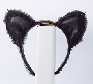 Tocado Orejas Ratona Felpa y Encaje - Artesanal
