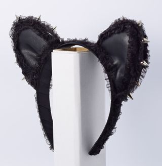 Tocado Orejas Ratona Felpa y Encaje - Artesanal