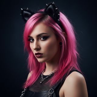 Tocado Orejas Ratona Felpa y Encaje - Artesanal