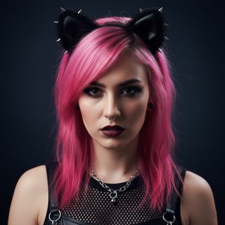 Tocado Orejas Ratona Felpa y Encaje - Artesanal