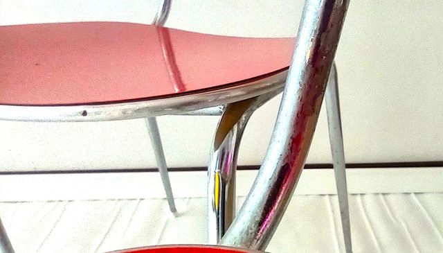 Sedie anni 60 in formica rossa  4 pz.