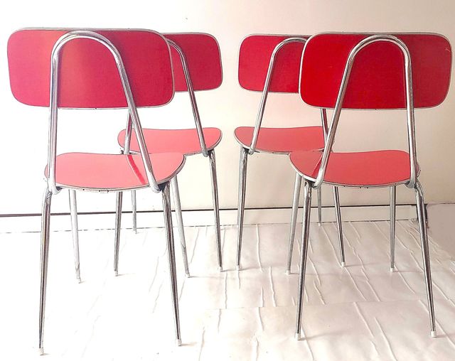Sedie anni 60 in formica rossa  4 pz.