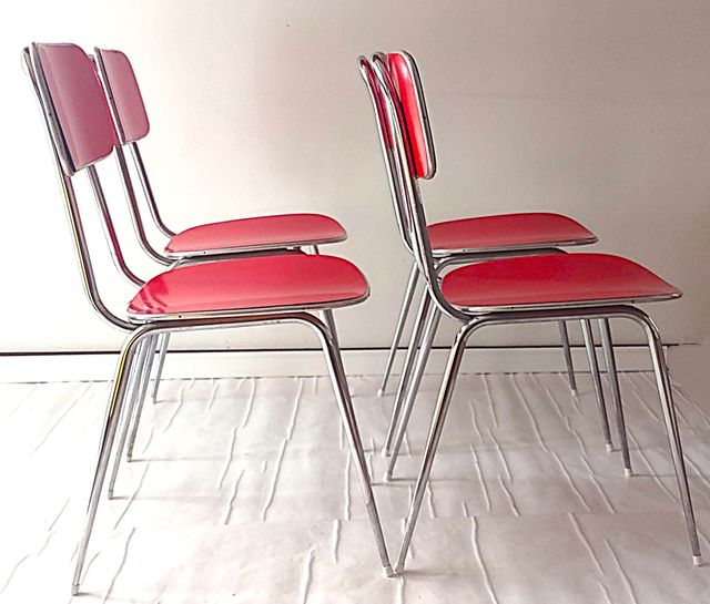 Sedie anni 60 in formica rossa  4 pz.