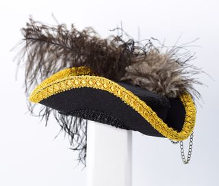 Mini Sombrero Pirata Tocado Plumas y Cadenas