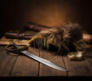 Mini Sombrero Pirata Tocado Plumas y Cadenas