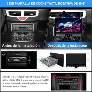 NUEVO Radio Coche 1 DIN (2GB+32GB) 10.6" Hexinex