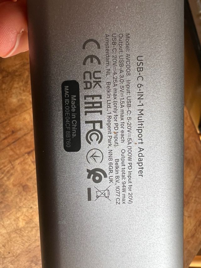 Belkin Adaptador Dock Multipuerto USB C 6 en 1