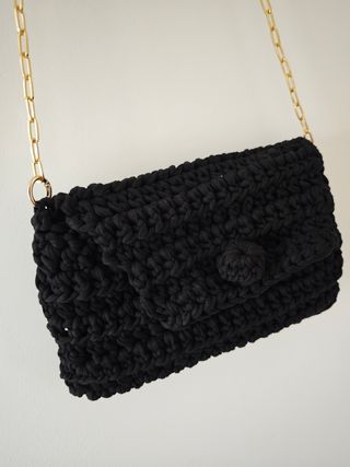 Bolso tejido crochet ganchillo negro