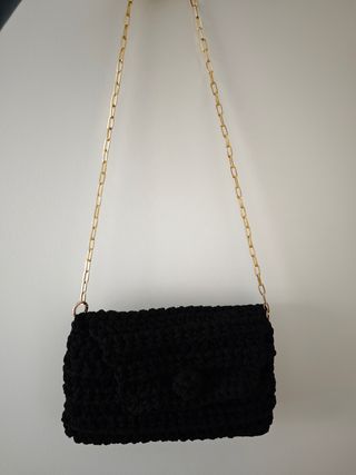 Bolso tejido crochet ganchillo negro