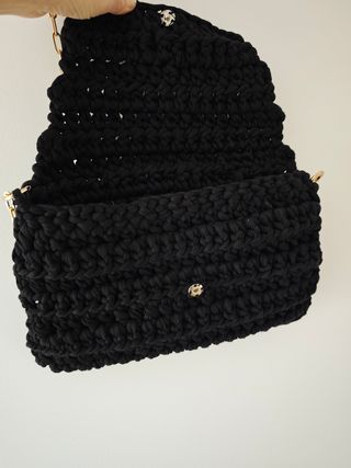Bolso tejido crochet ganchillo negro