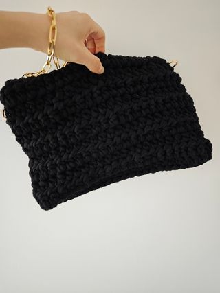 Bolso tejido crochet ganchillo negro