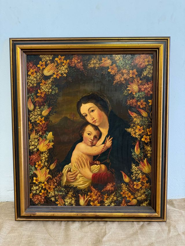 Virgen del Rosario, siguiendo modelo de Zurbarán