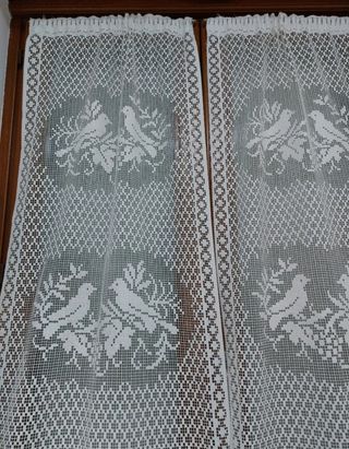 2 Tende lunghe bianche decorate