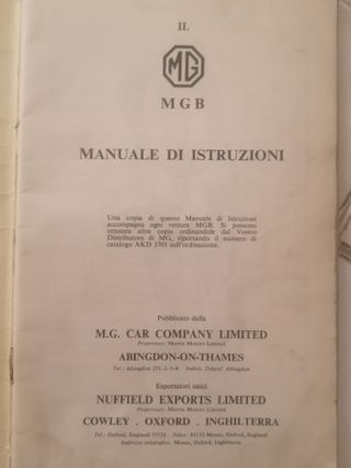 MG B 1963 manuale istruzioni uso e manutenzione IT